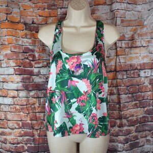 Victoria’s Secret XS Tank Top Satin Racerback Tropical Floral Flowy
